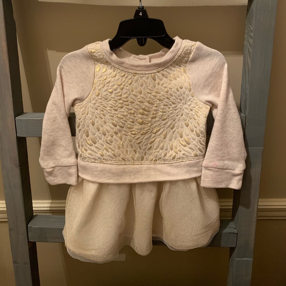 Gold Tulle Sweater Dress